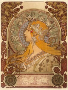 Color lithograph by alphonse mucha