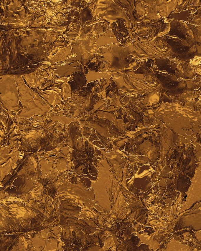 Golden, crumpled metallic texture with rich, coppery-brown tones filling the frame